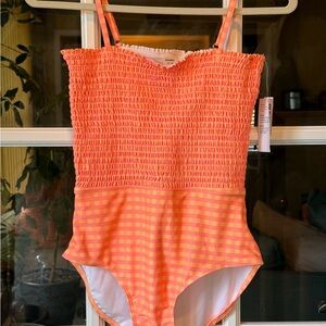 NWT Old Navy Girls Size XXL (18) Swim One Piece - Orange and Pink colors